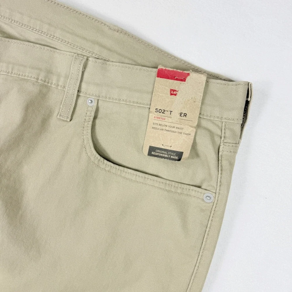 Levis 502 Taper‎ Fit Jeans Size 50x27 Mens Khaki Big & Tall *READ